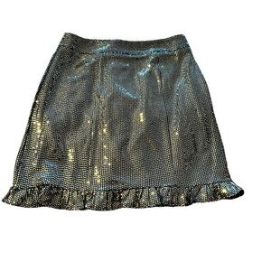 Dazzling Gold Mini Skirt with Ruffle Hem